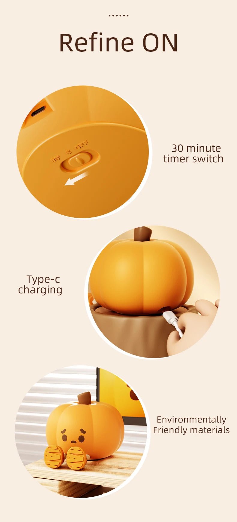 Mushroom Night Light LED Rechargeable USB Table Lamp Desk Room Decoration Baby Nursery Kids Birthday Gift Animal Pumpkin Lantern - Kenner House Emporium