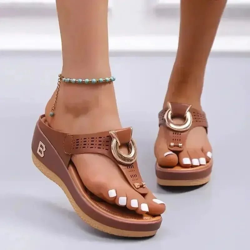 Summer Sandals Women 2025 Big Size Platform Wedges Sandals Slippers Non - Slip Open Toe Flip Flops Ladies Comfortable Beach Shoes - Kenner House Emporium