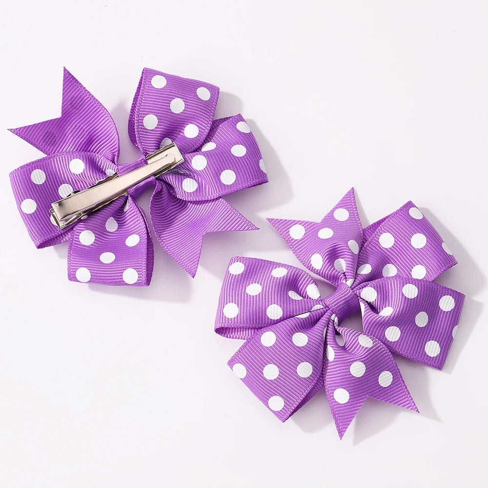 3Pcs/Pack Solid Dot Hair Bows Clip Girls Boutique Bowknot Hair Clips Kids Colorful Heart Sun Glasses Children Hair Accessories - Kenner House Emporium