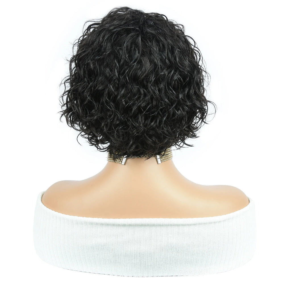 Curly Human Hair Wigs Full Machine Made Wigs For Woman Natural Color Pixie Cut Human Hair Wigs Pixie Cut Wigs HairUGo - Kenner House Emporium