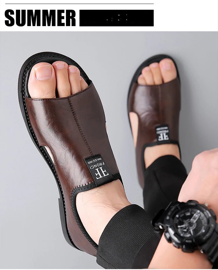 Sandals for Men Brand Casual Shoes Outdoor Fashion Men's Slippers Comfortable Beach Shoes High Quality Leather Men Flat Sandals - Kenner House Emporium