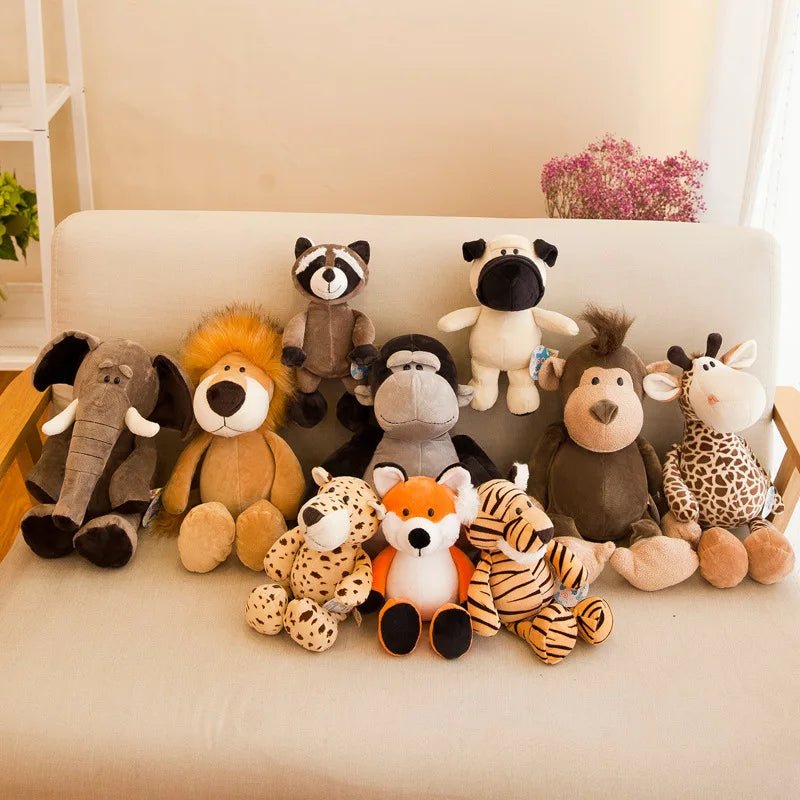 Jungle Animal Stuffed Toys Forest Animals Soft Plush Dog Zebra Elephant Lion Fox Giraffe Kid Playmate Doll Christmas Gifts - Kenner House Emporium