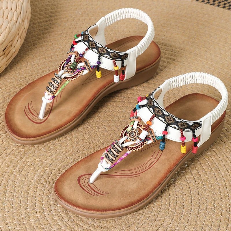 Women's Sandals Women Low Heels Flat Sandals Summer 2025 Bead String Flip Flops Woman Shoes Summer Footwear Sandalias De Mujer - Kenner House Emporium