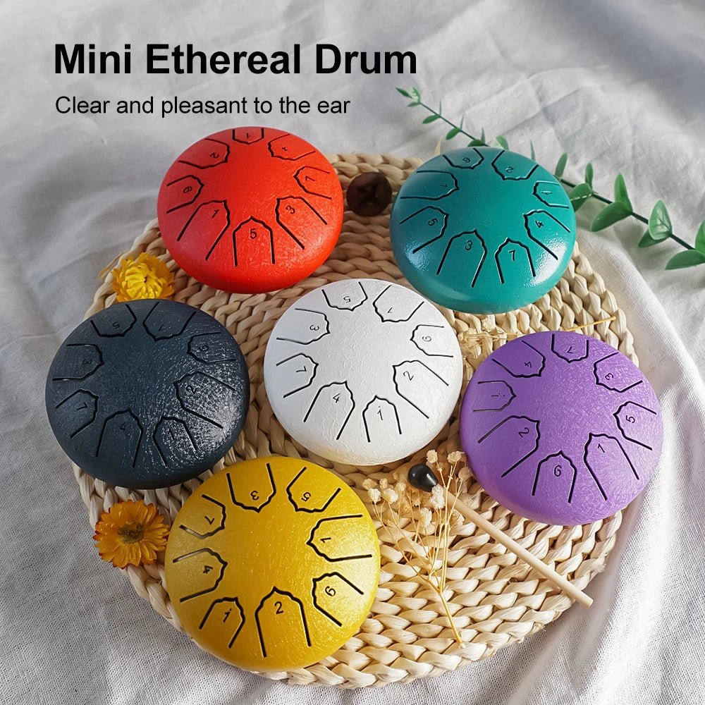 Mini Steel Tongue Drum 4 Inch 8 Notes Rain Drum for OutsideSteel Tongue Drum Rain Chime Musical Instruments for Adults Kids - Kenner House Emporium