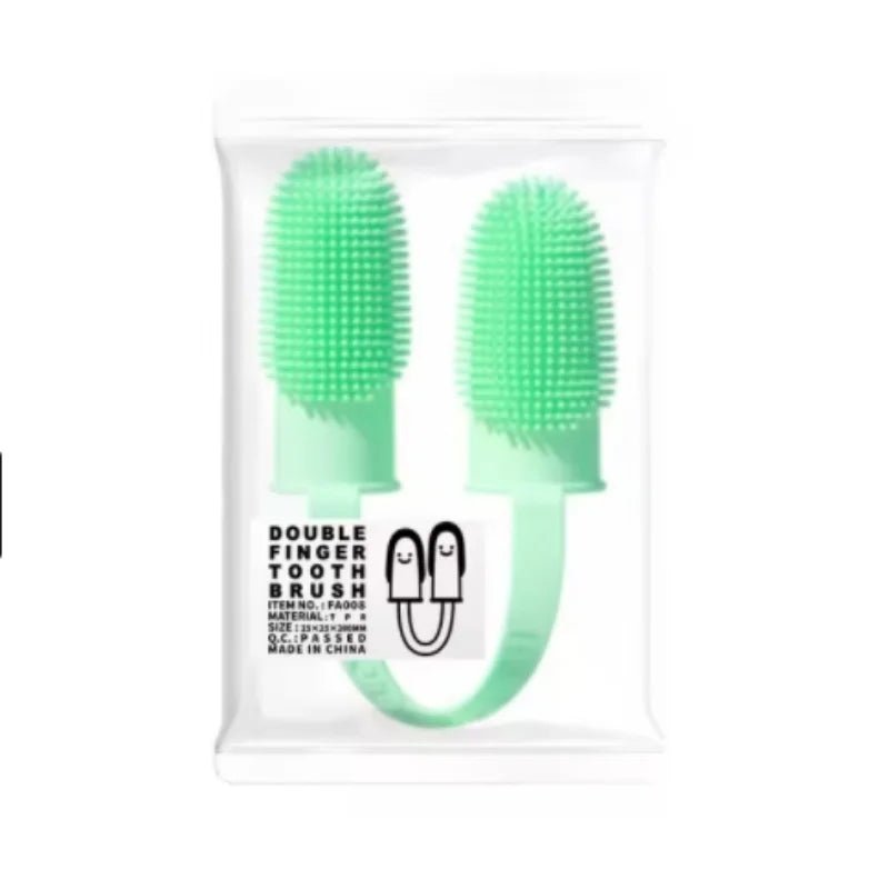 Pet Two - finger Toothbrush Dog Cat Pet Supplies Teeth Cleaning Finger Set Oral Cleaning Tools Pet Two - finger Toothbrush Dog Cat - Kenner House Emporium