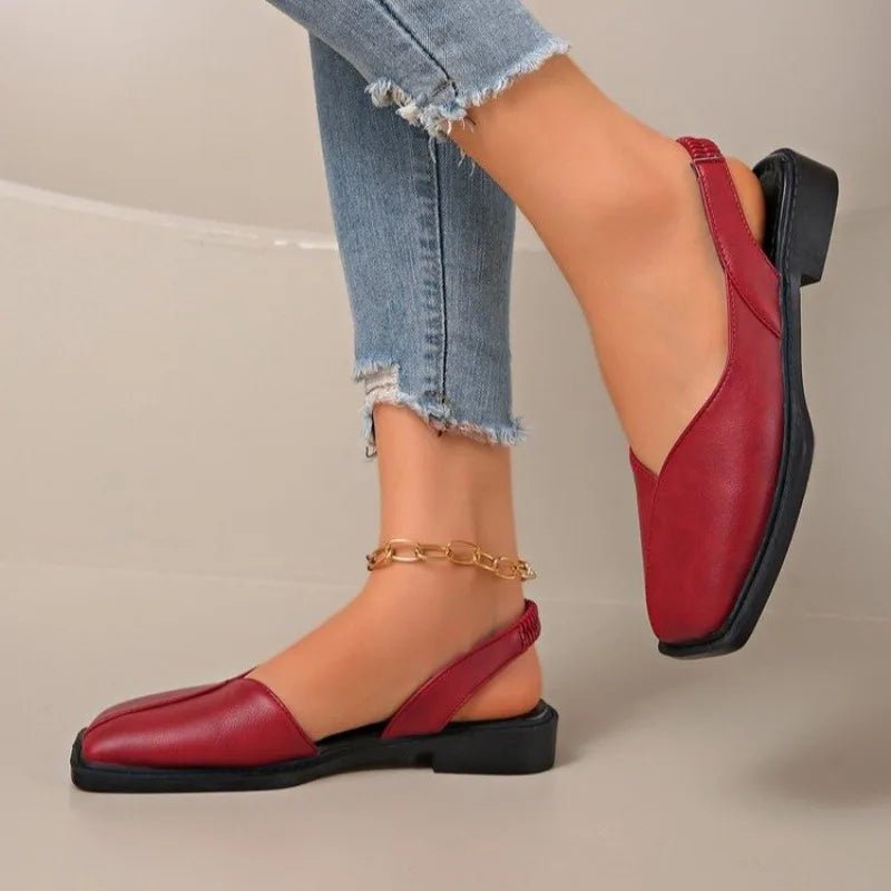 2026 Women Sandals Summer New Rear Hollow Shallow Square Head Low Heel Shoes Fashionab Comfortable Sandals - Kenner House Emporium