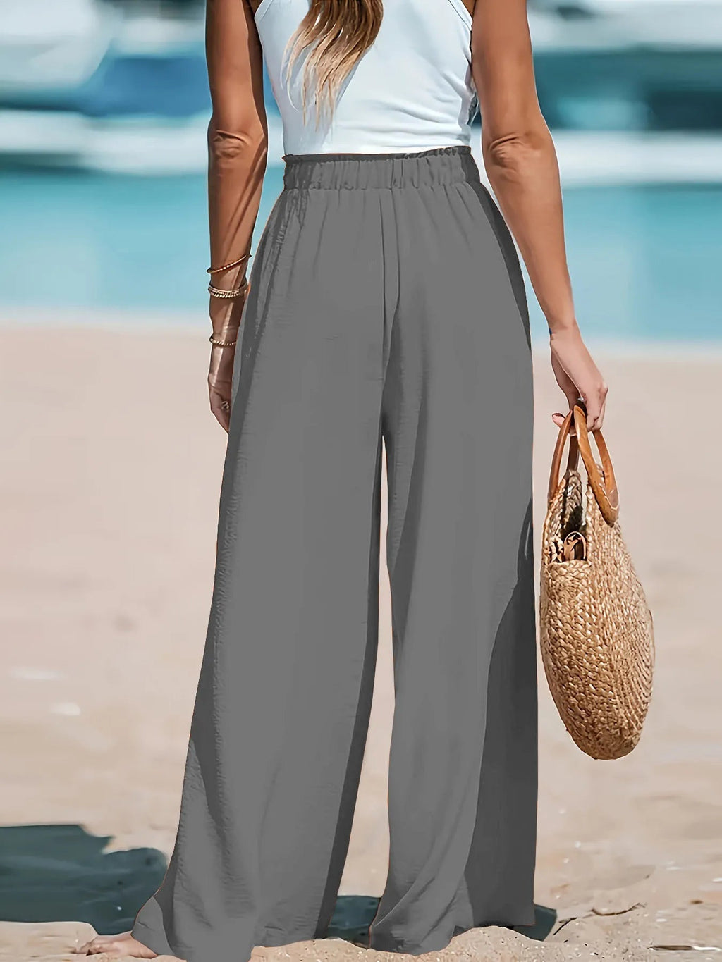 Full Size Drawstring Waist Wide Leg Pants Plus Size - Kenner House Emporium