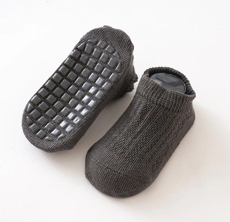 5 pairs Spring Summer Newborn Baby Socks Solid Color Infant Baby Floor Socks Soft Cotton Anti - slip Boat Socks For Girls Boys 0 - 5 - Kenner House Emporium