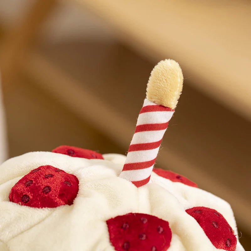 Kawaii Smile Cake Plush Toys Soft Stuffed Dessert Dolls with Candle Cherry Birthday Xmas Gift For Kids Cuddly Home Party Decor - Kenner House Emporium