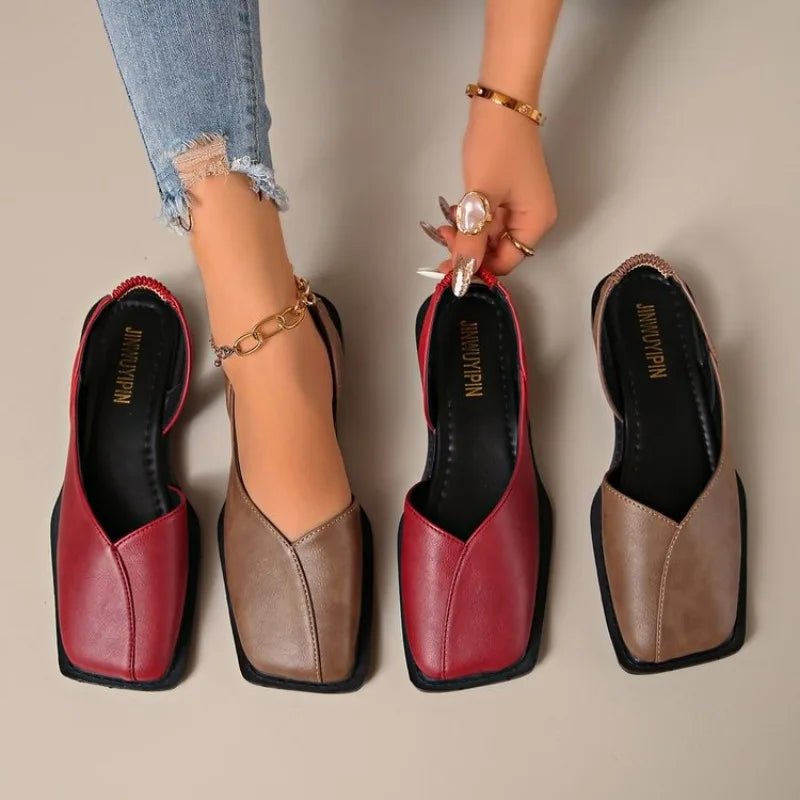 2026 Women Sandals Summer New Rear Hollow Shallow Square Head Low Heel Shoes Fashionab Comfortable Sandals - Kenner House Emporium
