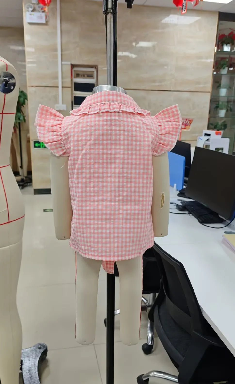 Toddler Clothes Baby Girl Summer Shirts Cute Plaid Solid Color Flying Sleeve Button Down Tops Children's Clothing - Kenner House Emporium