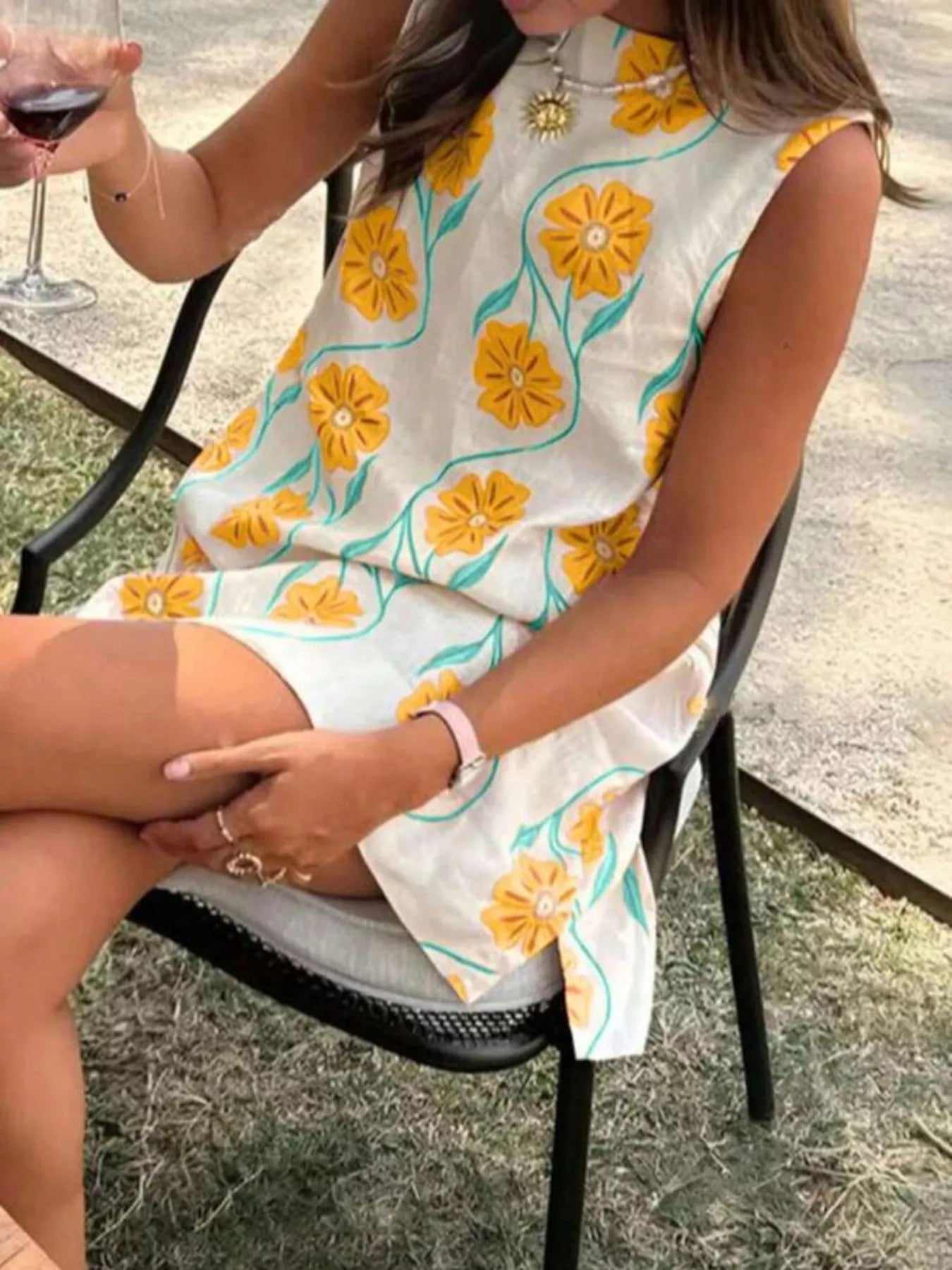 Floral Pattern Sleeveless Mini Dress - Kenner House Emporium