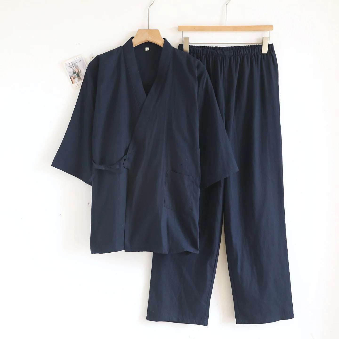 Kimono Robes Pajamas Set for Spring Autumn and Summer Thin Men's Cotton Loose Fit Large Size Half Sleeve Sleepwear Set - Kenner House Emporium