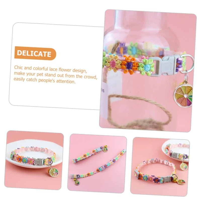 Pet Collar With Bell Cartoon Footprint Colorful Dog Puppy Kitten Collar Adjustable Safety Bell Ring Necklace Pet Accessories - Kenner House Emporium