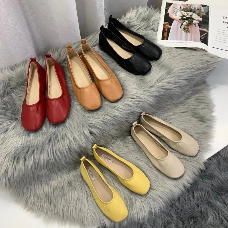 2026 Women Shoes Brand Designer Ballet Flats Woman Round Toe Japanned Leather Flats Vintage Narrow Band Loafers - Kenner House Emporium