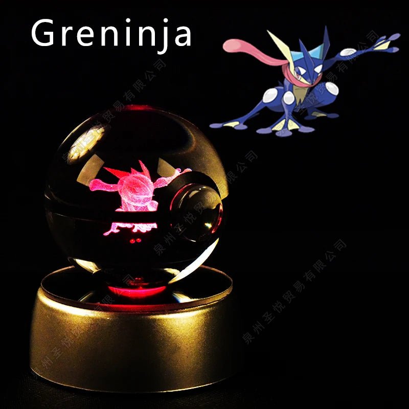 Pokemon Crystal Ball 3D Pikachu Gengar Mewtwo Night Light Lamp Pokeball 3D Glass Pokemon Crystal Ball Statue Kids Birthday Gift - Kenner House Emporium