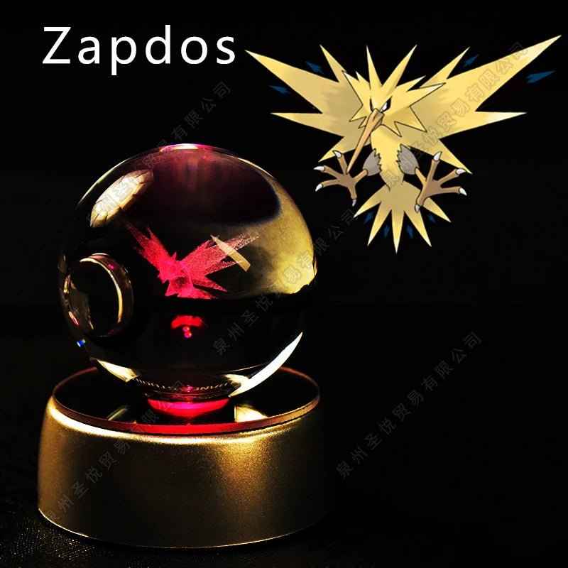 Pokemon Crystal Ball 3D Pikachu Gengar Mewtwo Night Light Lamp Pokeball 3D Glass Pokemon Crystal Ball Statue Kids Birthday Gift - Kenner House Emporium