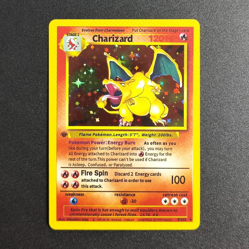 Proxy Pokemon Card EN Base Set 1st Edition - Charizard 4 - 102 Super Rare Collectibles Card Single Classic Game Anime Cards Toys - Kenner House Emporium