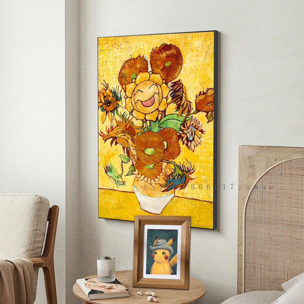 Pokmon Anime Character Pikachu Posters Van Gogh Museum Watercolor Canvas With HD Printed Wall art Pictures For Living Room Gifts - Kenner House Emporium