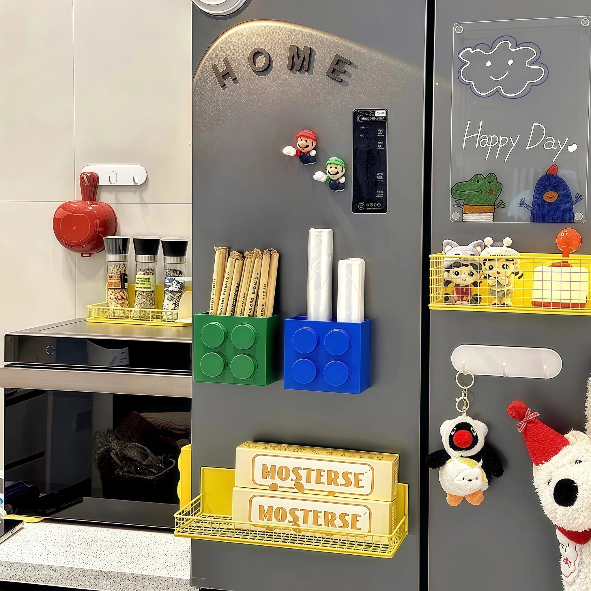 Magnetic Storage Box Building Blocks Storage Rack Kitchen No - Drill Refrigerator Magnet Storage Box Wall - mounted Container - Kenner House Emporium