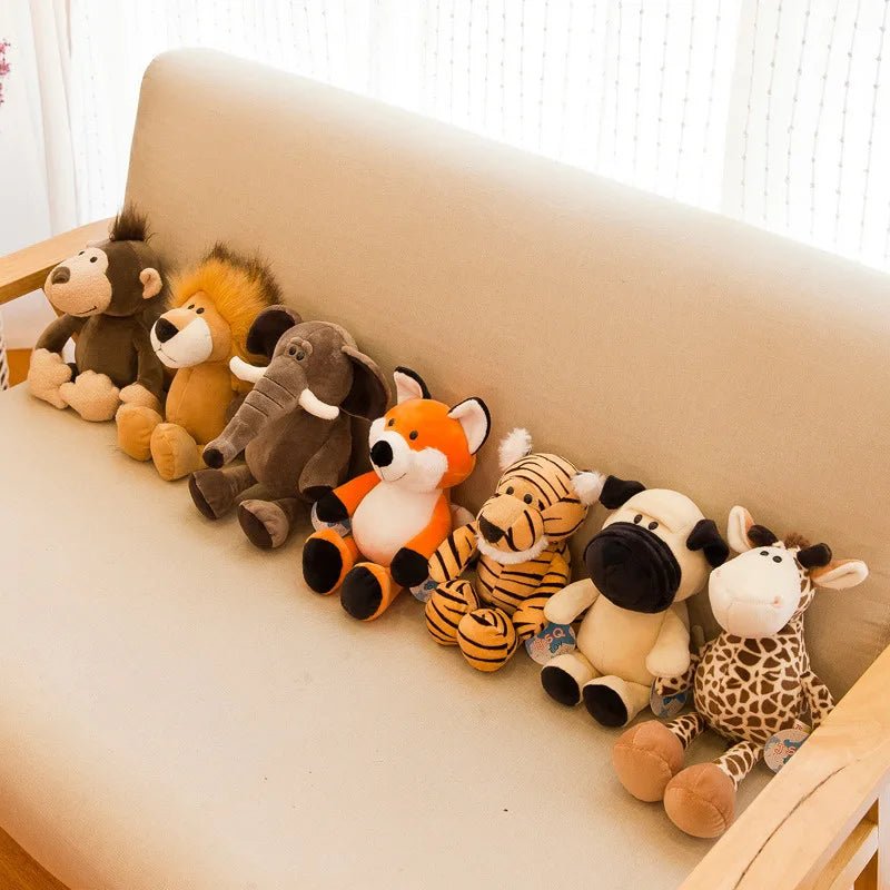 Jungle Animal Stuffed Toys Forest Animals Soft Plush Dog Zebra Elephant Lion Fox Giraffe Kid Playmate Doll Christmas Gifts - Kenner House Emporium