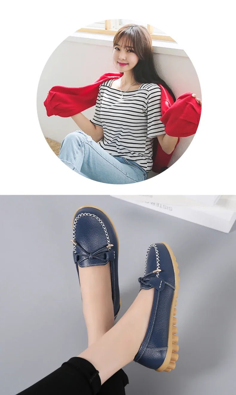 New Woman Flats Shoes Ballet Flat Sneakers Genuine Leather Spring Soft Moccasins Ladies Boat Ballerina Espadrilles Creepers - Kenner House Emporium