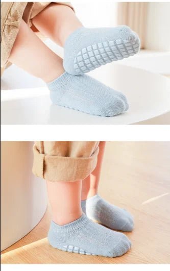 5 pairs Spring Summer Newborn Baby Socks Solid Color Infant Baby Floor Socks Soft Cotton Anti - slip Boat Socks For Girls Boys 0 - 5 - Kenner House Emporium