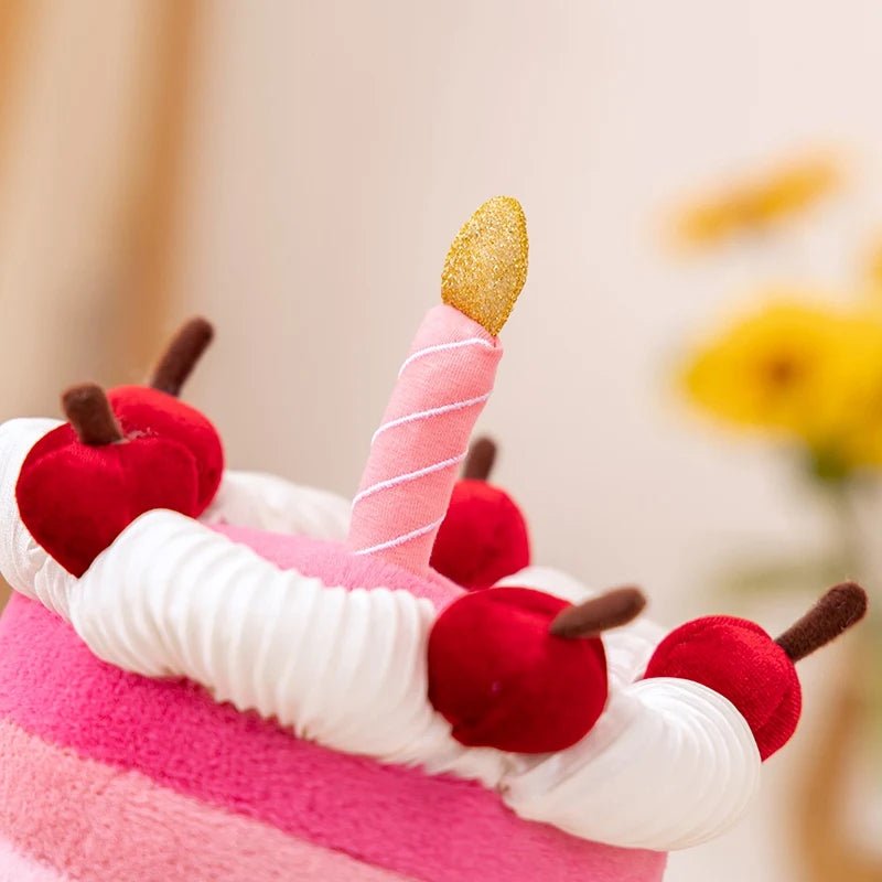 Kawaii Smile Cake Plush Toys Soft Stuffed Dessert Dolls with Candle Cherry Birthday Xmas Gift For Kids Cuddly Home Party Decor - Kenner House Emporium