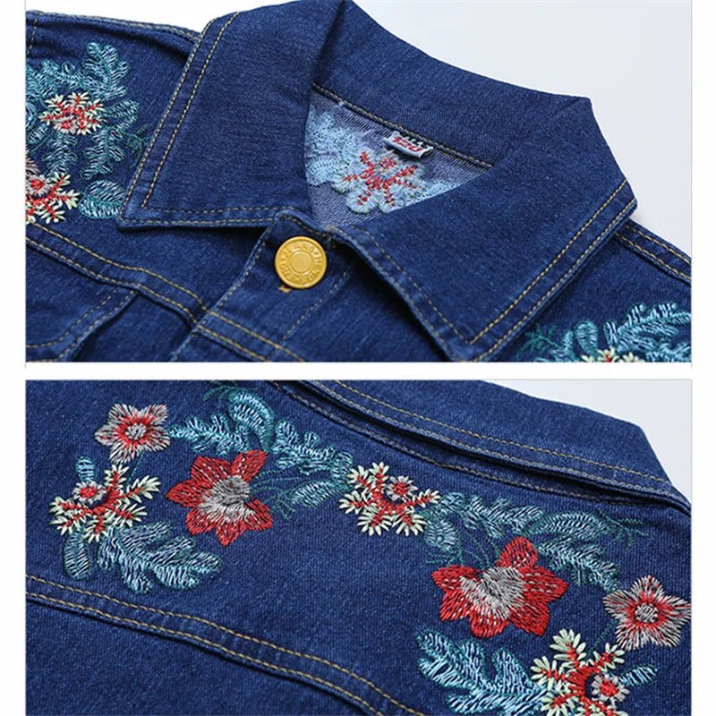 Fashion Kids Girl Denim 2 Piece Set Jacket and Jeans Embroidery Flower Jeans Jacket and Pants Set Child Vintage Spring Clothes - Kenner House Emporium