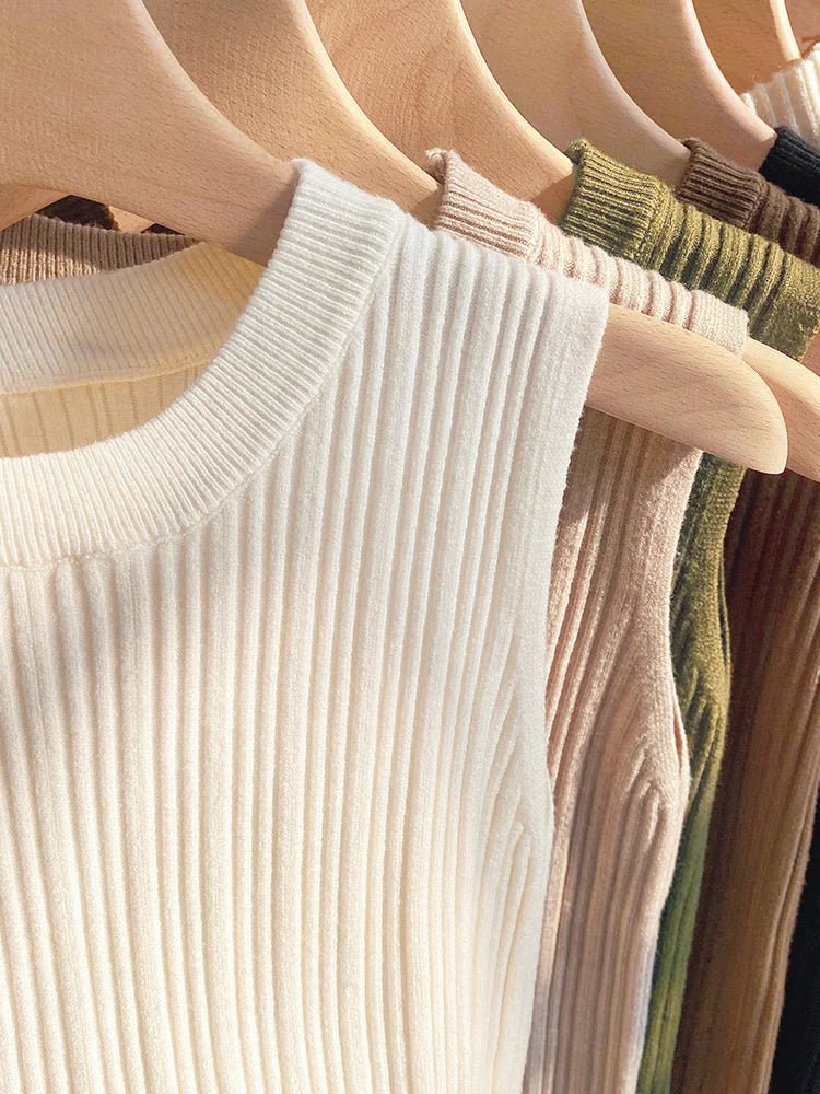 Summer Spring Tank Top Women Sleeveless Knitted T-Shirts Female Elastic Slim Casual Vests Crop Tops Waistcoat Pullover Shirts - Kenner House Emporium