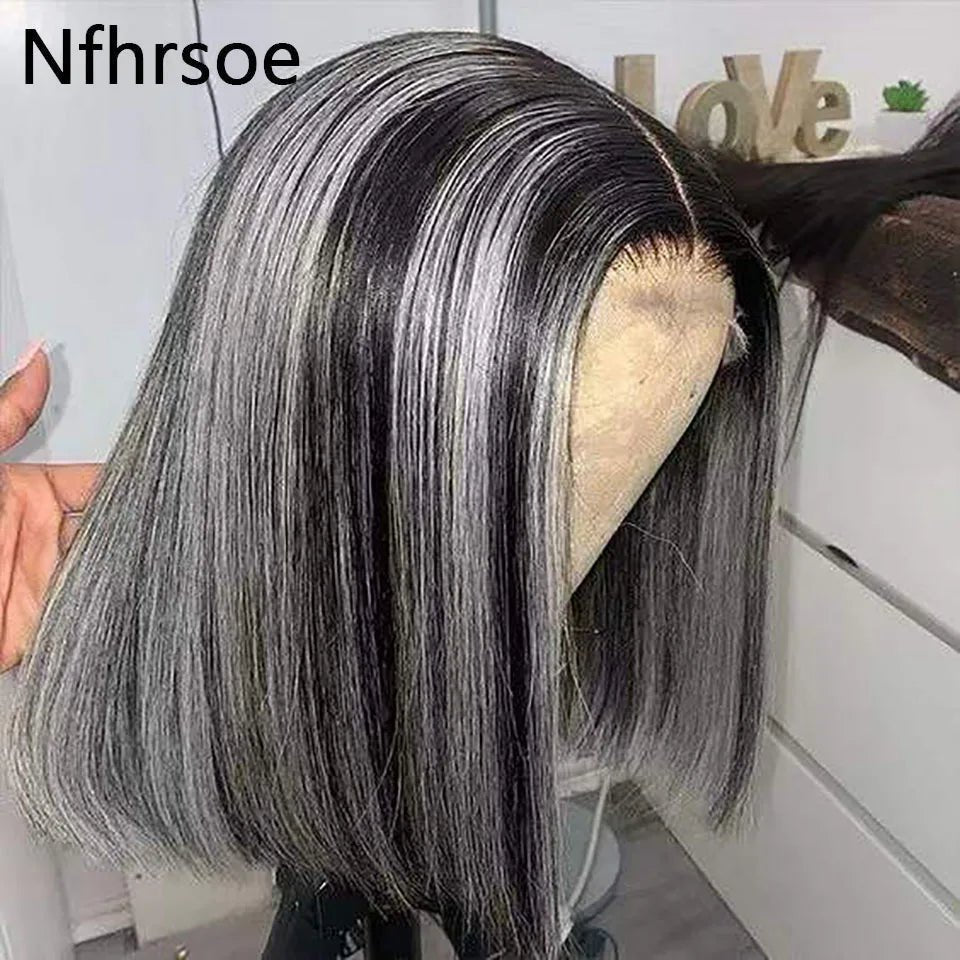Human Hair Pre Plucked 180% Density Glueless Wigs Human Hair Straight 13X4 Lace Front Human Hair Wigs 60 Black Color Bob Wig - Kenner House Emporium