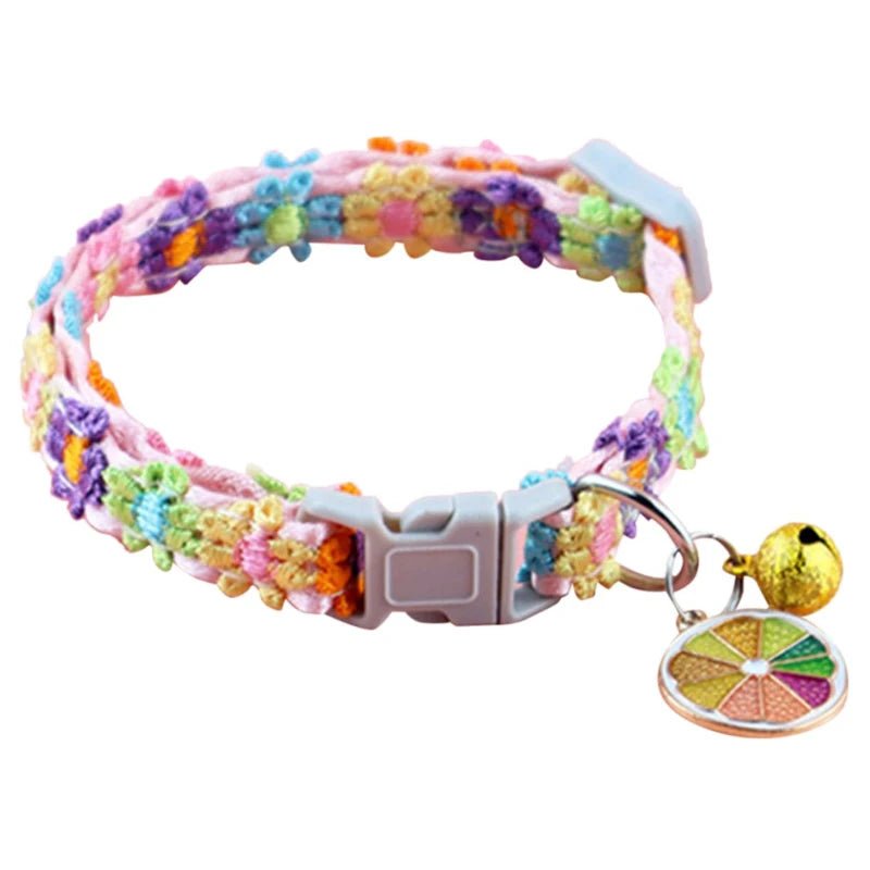 Pet Collar With Bell Cartoon Footprint Colorful Dog Puppy Kitten Collar Adjustable Safety Bell Ring Necklace Pet Accessories - Kenner House Emporium