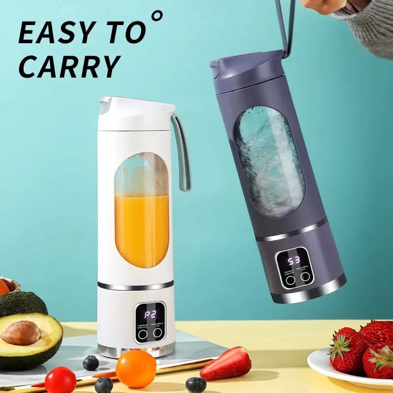 2025 Mini Electric Juicer with Powerful Motor 450ML Large Capacity Digital Display Crushed Ice Household Charging Juice Cup - Kenner House Emporium