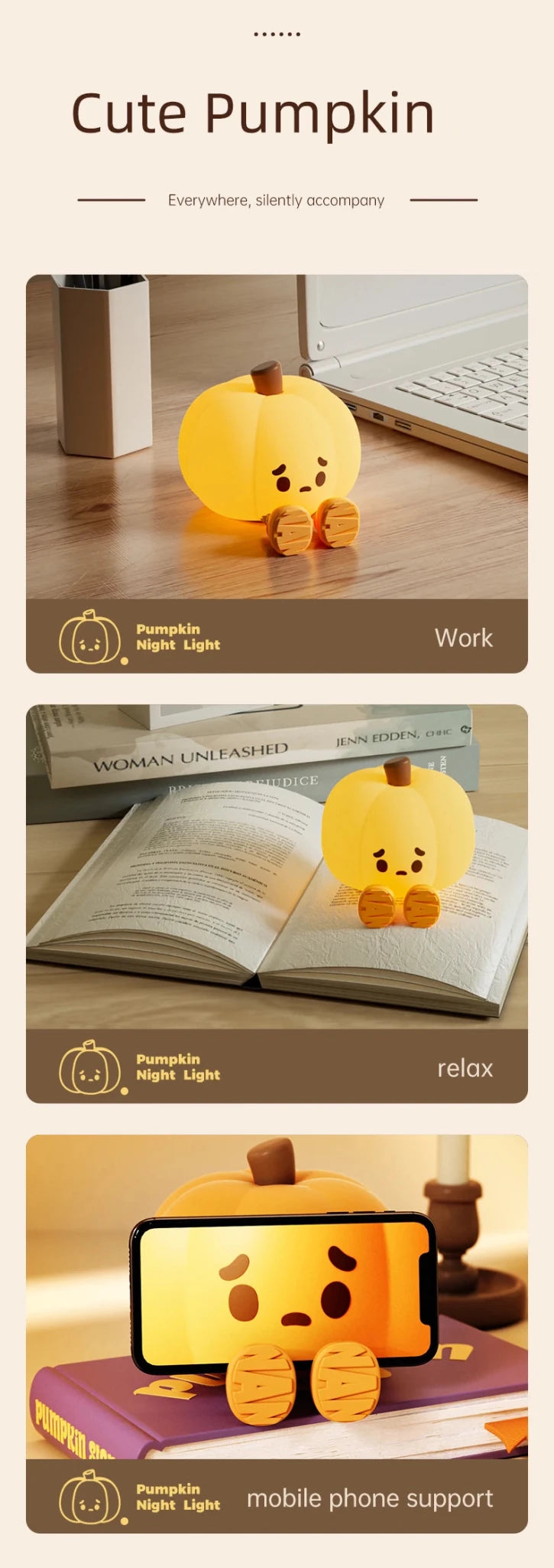 Mushroom Night Light LED Rechargeable USB Table Lamp Desk Room Decoration Baby Nursery Kids Birthday Gift Animal Pumpkin Lantern - Kenner House Emporium