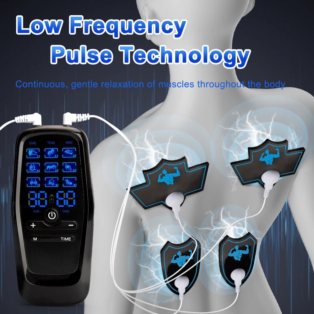 Electric 9 Modes Digital Therapy Muscle Stimulator Physiotherapy Microcurrent Tens electrostimulator EMS Pulse Body Massager - Kenner House Emporium