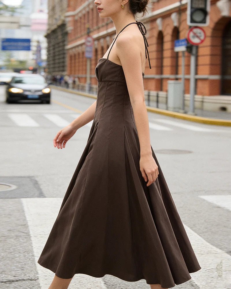 Women's Dress 2026 New Fashion Spring Summer Halter neck Midi Dress for Women Casual Chic Personality Spaghetti Strap Dress - Kenner House Emporium
