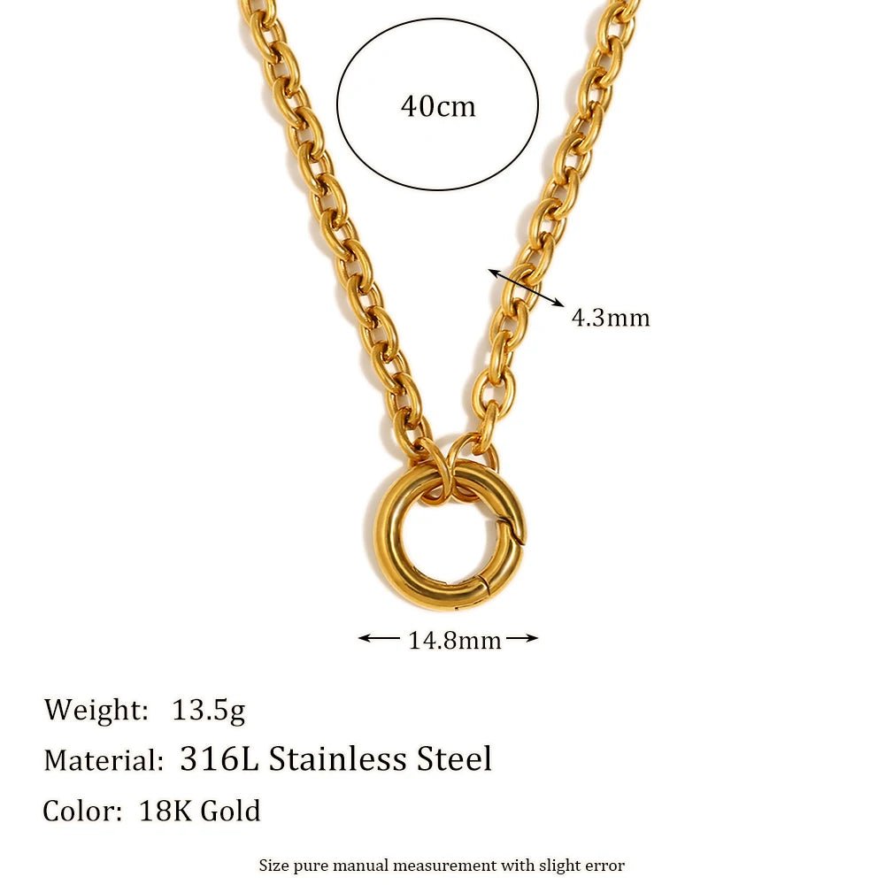 MamacitaSlay DIY Spring Buckle Single Chain Paper Clip Chain Necklaces For Women Stainless Steel Jewelry Accessories For Women - Kenner House Emporium