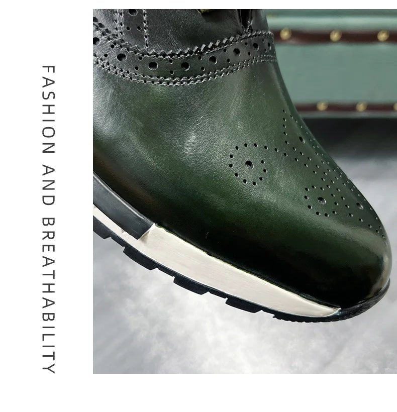 Spring Casual Shoes Men's Genuine Leather Anti - skid Sports Shoes Outdoor Walking Shoes Classic Pointed Breathable Leather Shoes - Kenner House Emporium