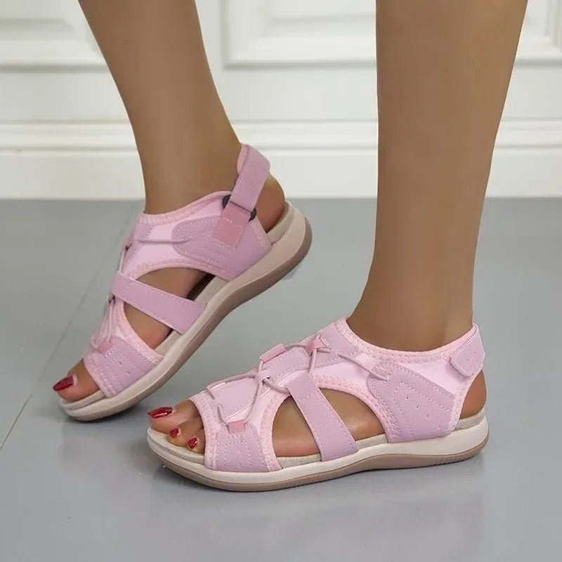 Women Fashion Women Flats Outdoor Beach Sandals Low Top Round Toe Casual Sports Comfortable Fish Mouth Opened Toe Sandals 2024 - Kenner House Emporium