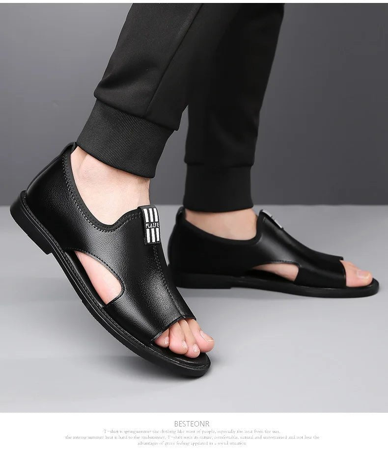 Sandals for Men Brand Casual Shoes Outdoor Fashion Men's Slippers Comfortable Beach Shoes High Quality Leather Men Flat Sandals - Kenner House Emporium