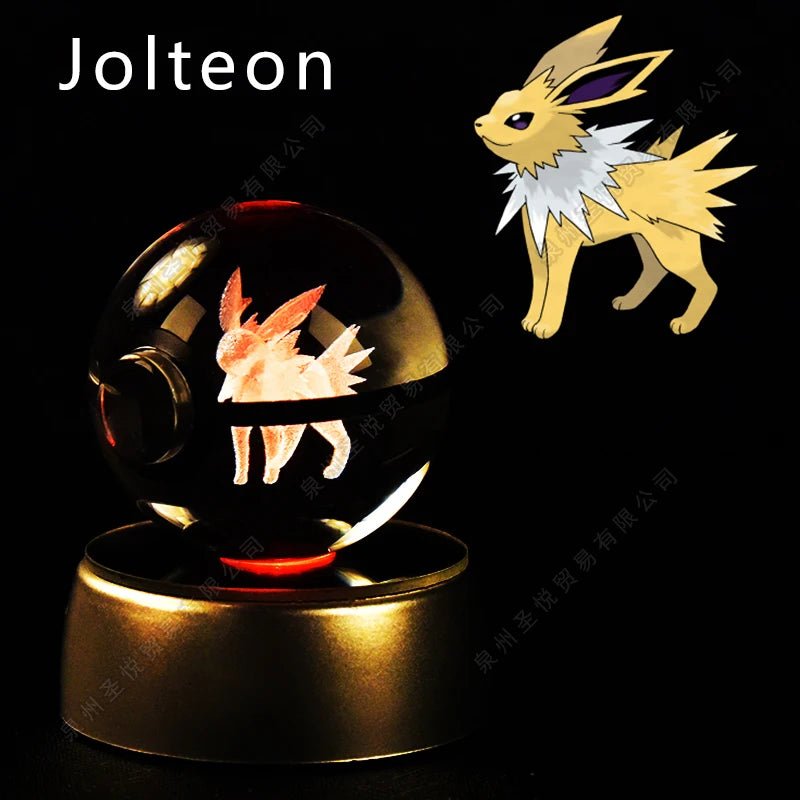 Pokemon Crystal Ball 3D Pikachu Gengar Mewtwo Night Light Lamp Pokeball 3D Glass Pokemon Crystal Ball Statue Kids Birthday Gift - Kenner House Emporium