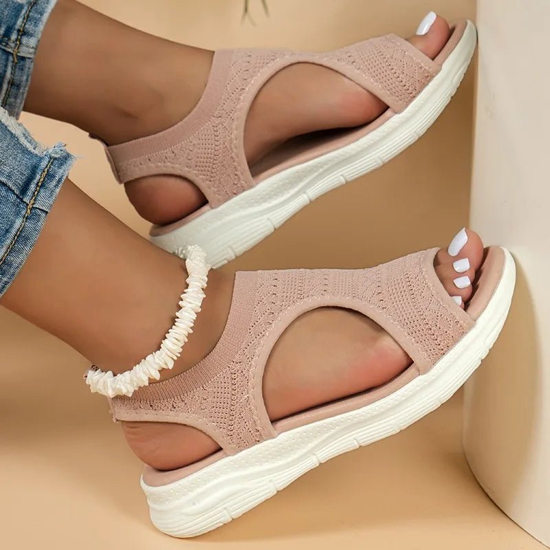 Women's Shoes 2025 Summer Comfortable Casual Sports Sandals Women's Beach Wedge Sandals Women's Mesh Knitted Roman Sandals - Kenner House Emporium
