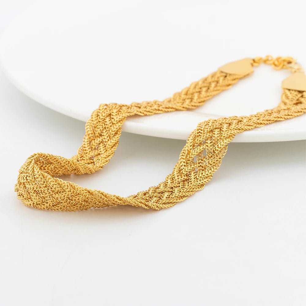 YM 10MM Woven Chain for Women Gold Plated Necklace and Bracelet 40CM Hollow Chain Dubai Africa Luxury Punk Jewellery Accessaries - Kenner House Emporium