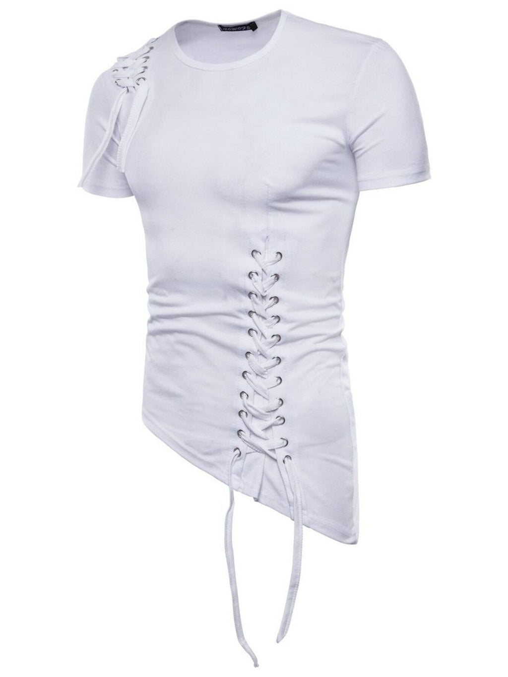 Men's Lace - Up Asymmetric Hem T-Shirt - Kenner House Emporium