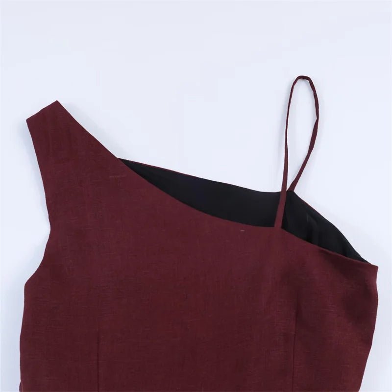 Women's Dress 2026 New Fashion Spring Summer Linen Asymmetric Midi Dress for Women Casual Chic Personality Dress - Kenner House Emporium