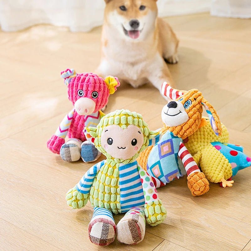 Pet Plush Toy Cat Dog Puzzle Toy Cute Animals Bite Resistant Interactive Squeaky Pet Dog Teeth Cleaning Chew Toy Pet Supplies - Kenner House Emporium