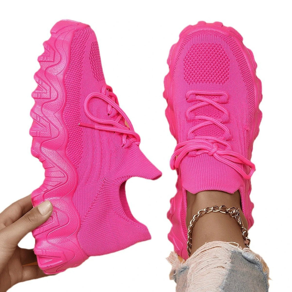 Spring Pink Sneakers Woman Shoes Casual Breathable Mesh Sneakers for Women Platform Slip - on Knitted Socks Sneakers Ladies - Kenner House Emporium
