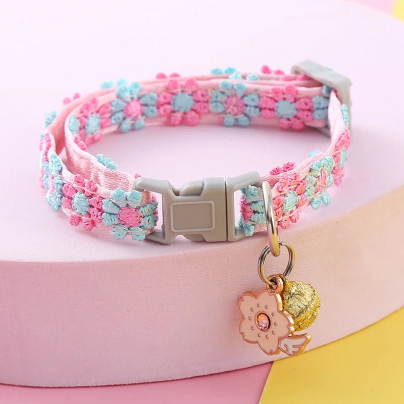 Pet Collar With Bell Cartoon Footprint Colorful Dog Puppy Kitten Collar Adjustable Safety Bell Ring Necklace Pet Accessories - Kenner House Emporium