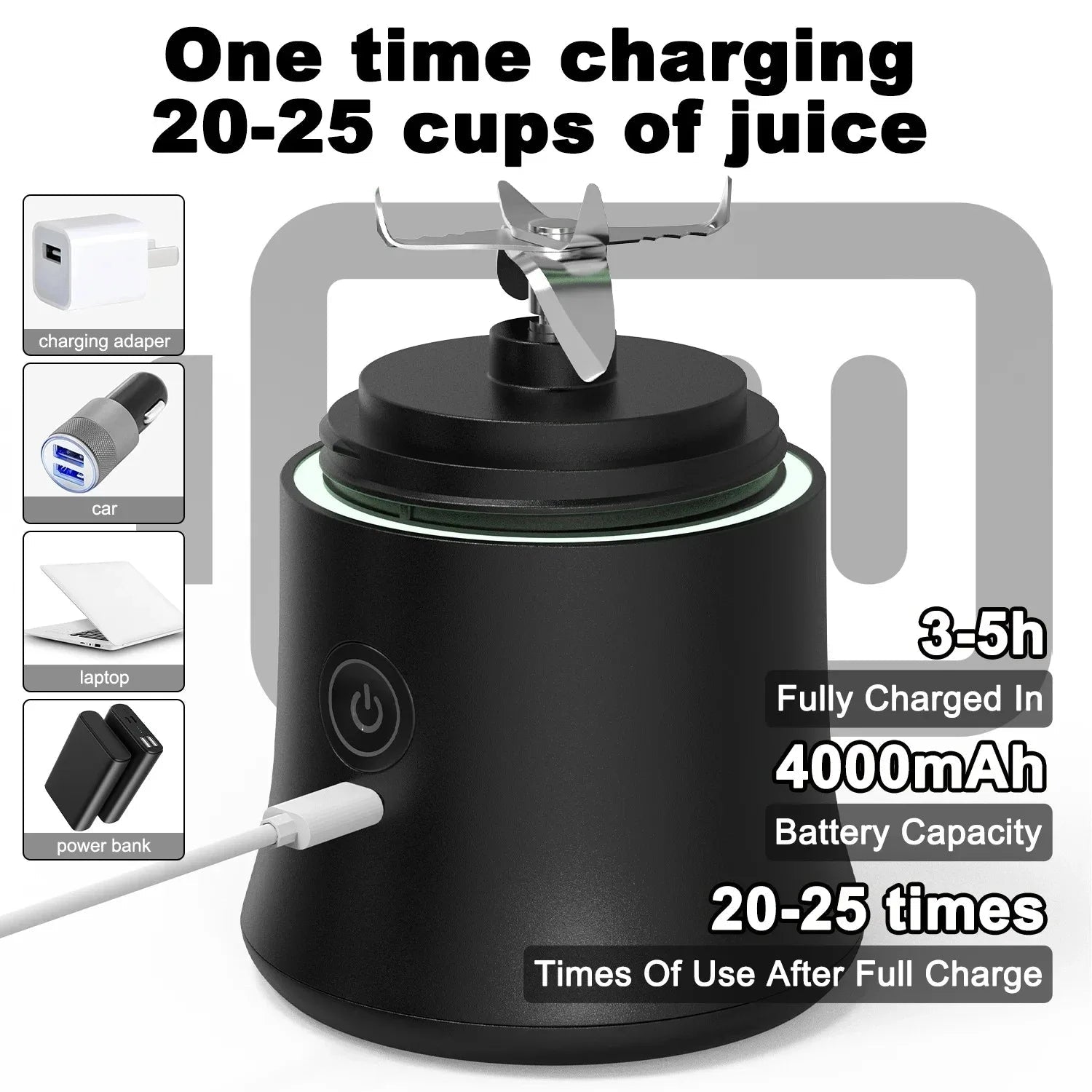 Household Fruit Juicer Portable Electric Juicer Blender USB Rechargeable Fruit Mixer 600ML Fruit Juicer Multi - functional Blender - Kenner House Emporium