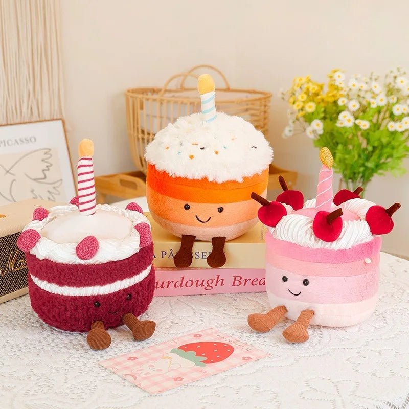 Cute JC Cartoon Cake Plush toys soft soft Doll Stuffed PP Cotton Desktop Ornament Decor Girl Collectible Birthday Surprise Gift - Kenner House Emporium